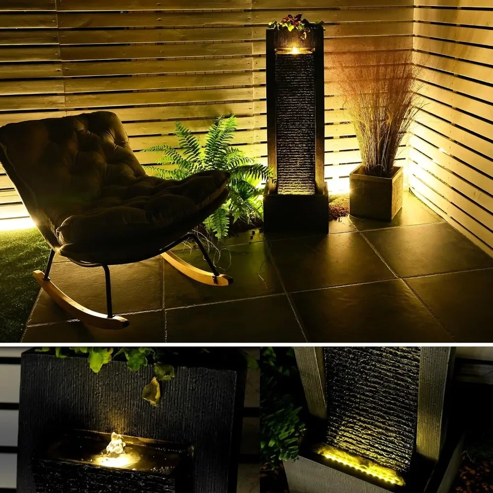 

Outdoor independent fountain, indoor waterfall, floor to ceiling garden, vertical fountain with LED lights, pump