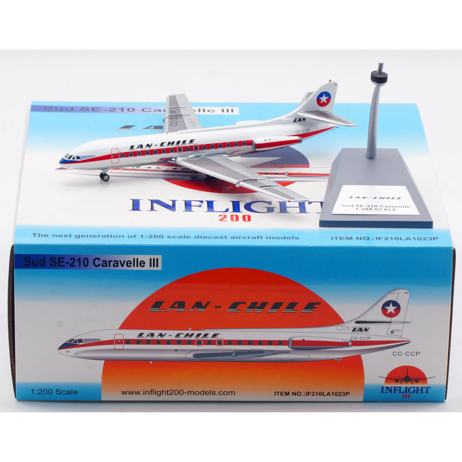 

IF210LA1023P Alloy Collectible Plane Gift INFLIGHT 1:200 Lan Chile Sud SE-210 Caravelle III Diecast Aircraft Jet Model CC-CCP