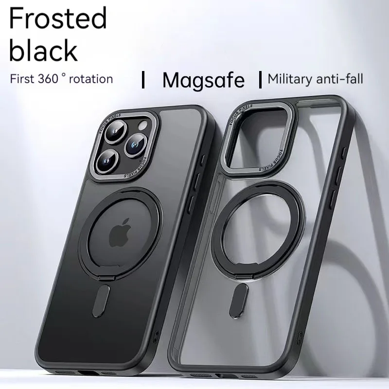 

Magsafe magnetic phone case suitable for iPhone 14 15 Por Plus Promax 360 ° rotating stand anti drop and shock-absorbing phone c