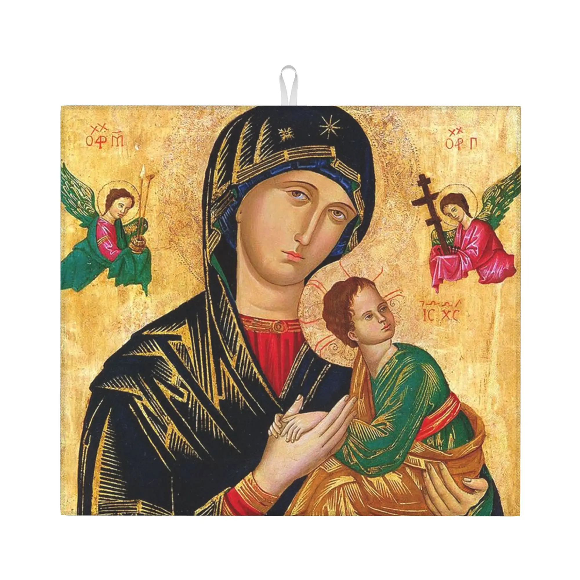 Our Lady of Perpetual Help Drying Mat For Kitchen Waterproof Roman Catholic Virgin Mary Bathroom Countertop Protector Mat