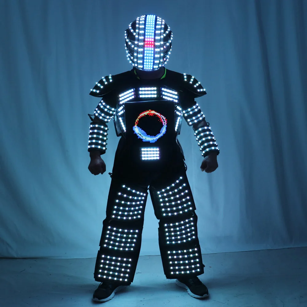 LED Robot Suit Stage Dance Costume Tron RGB Light Up Stage Suit Outfit Jacket Coat With Full-color Smart Display