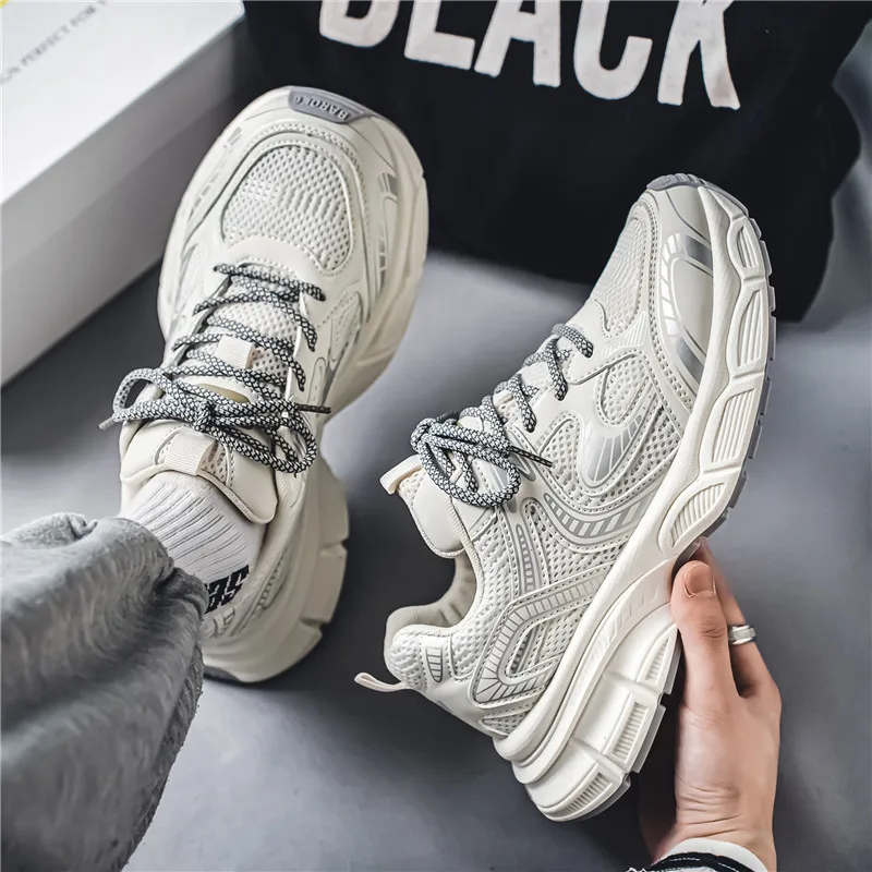 All-season breathable mesh patchwork men's versatile casual shoes, suitable for student campus wear, trendy sneakers