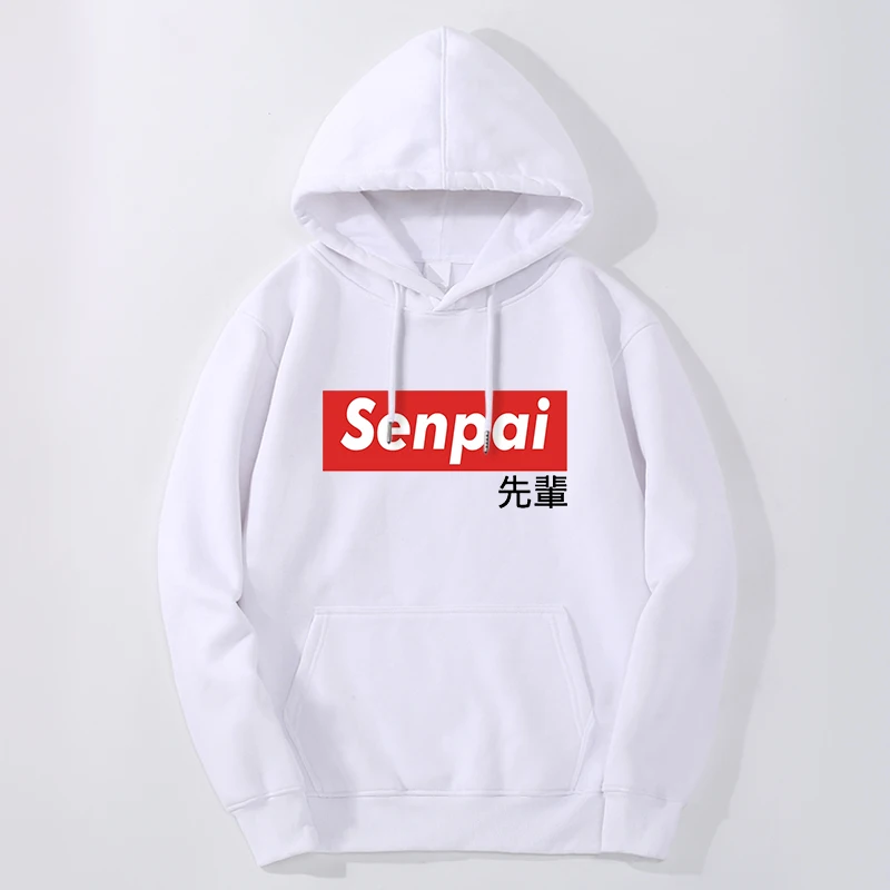 

Senpai Letter Print Hoodies Japan Style Anime Sweatshirt Funny 2024 Mens Fleece Long Sleeve Casual Moletom Sudaderas Con Capucha