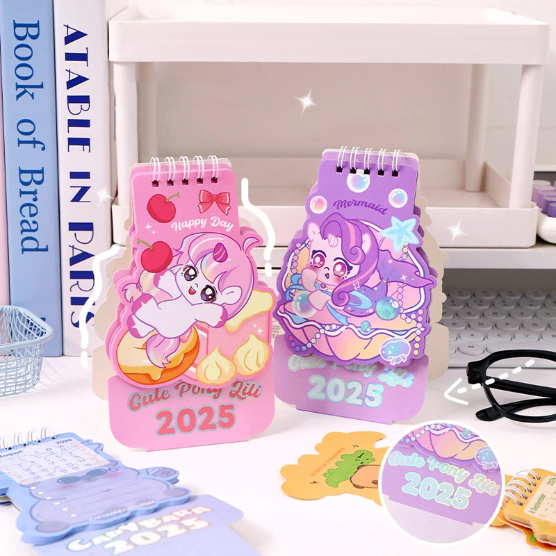 Миниатюрный Настольный календарь капибара с мультипликационным рисунком, милый календарь, ежедневник, настольный планировщик, органайзер для расписания на год, украшение для рабочего стола