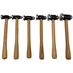 1PCS Wooden Hammer for Jewelry Making Carpentry DIY Carbon Steel Flat/Round Head Handicraft Small Hammer Manual Hardware Tools