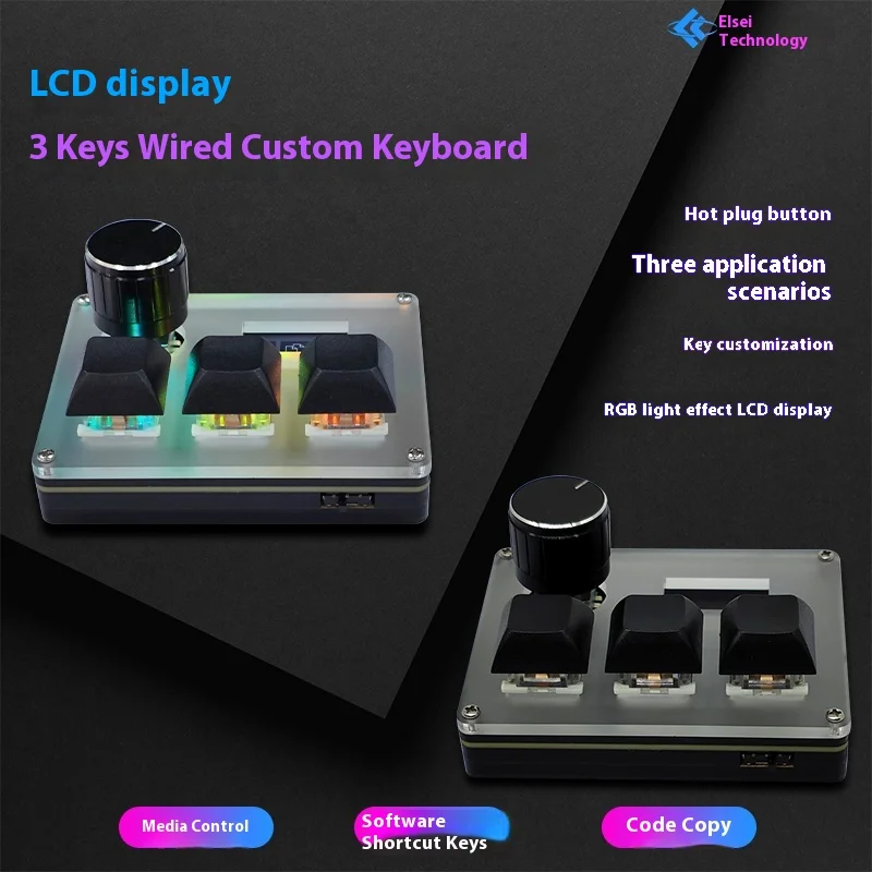 O3C Rapid Trigger Mechanical Hotswap Macropad Macro OSU Custom 3 Keys Knob Mini USB RGB Keyboard Programming Gaming Keypad