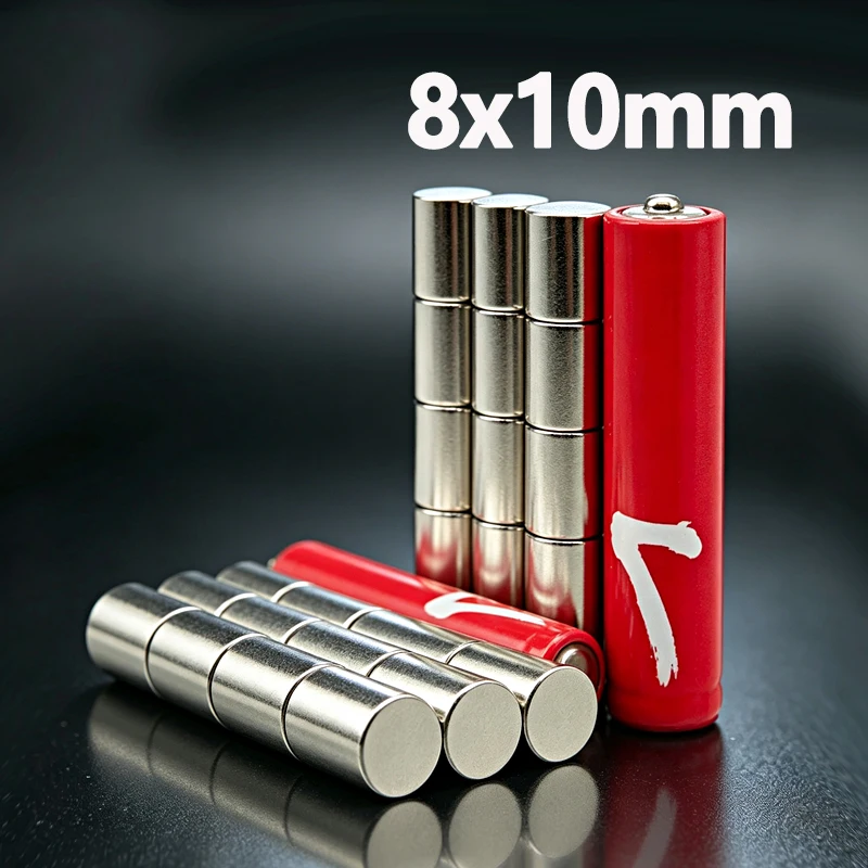 N35 NdfeB 200pcs 8*10mm Magnet Accessory Neodymium Magnet 8x10mm Magnet Round Shape Permanent Magnetic Imanes for Fridge Office