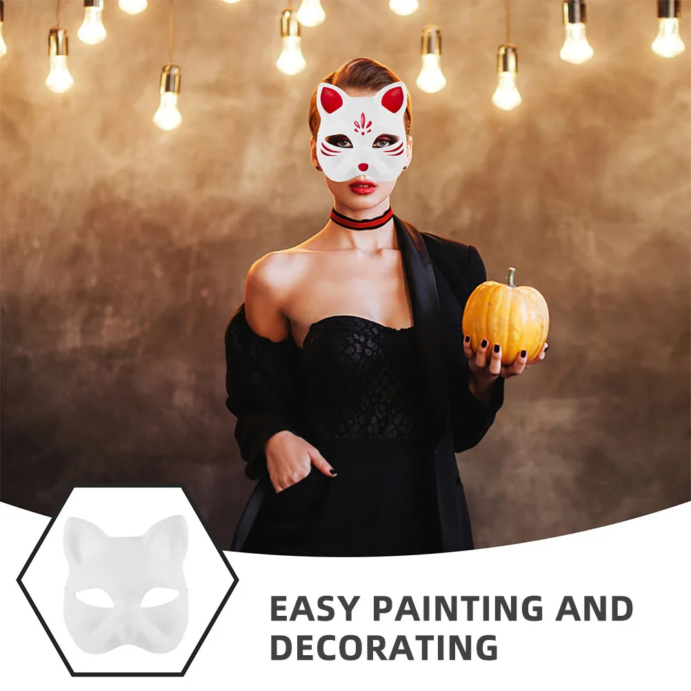 7-teiliges Maskenhandwerk, leere Anziehmasken, Malerei, Abschlussball, Katzengesicht, DIY-Maskerade, weißes Papier, Graffiti, für Männer und Frauen