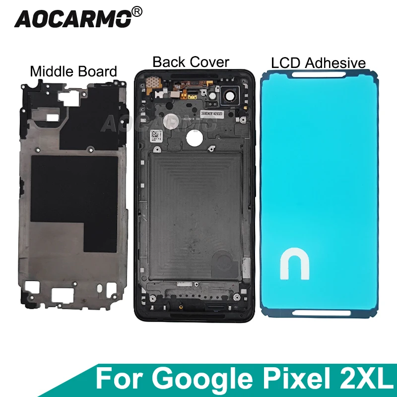 Aocarmo For Google Pixel 2 XL 2XL Middle Board Frame Chassis Bezel Plate With Camera Lens Buttons Adhesive Replacement Part