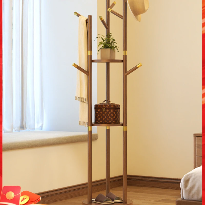 

Rotating clothes rack, all solid wood, floor to ceiling bedroom, household storage, vertical pole