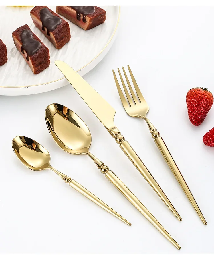 Luxury Stainless Steel Cutlery Set, Creativity Gift Set, Flatware Gold 304, 24Pcs, Europe Fashion, Drop Shipping