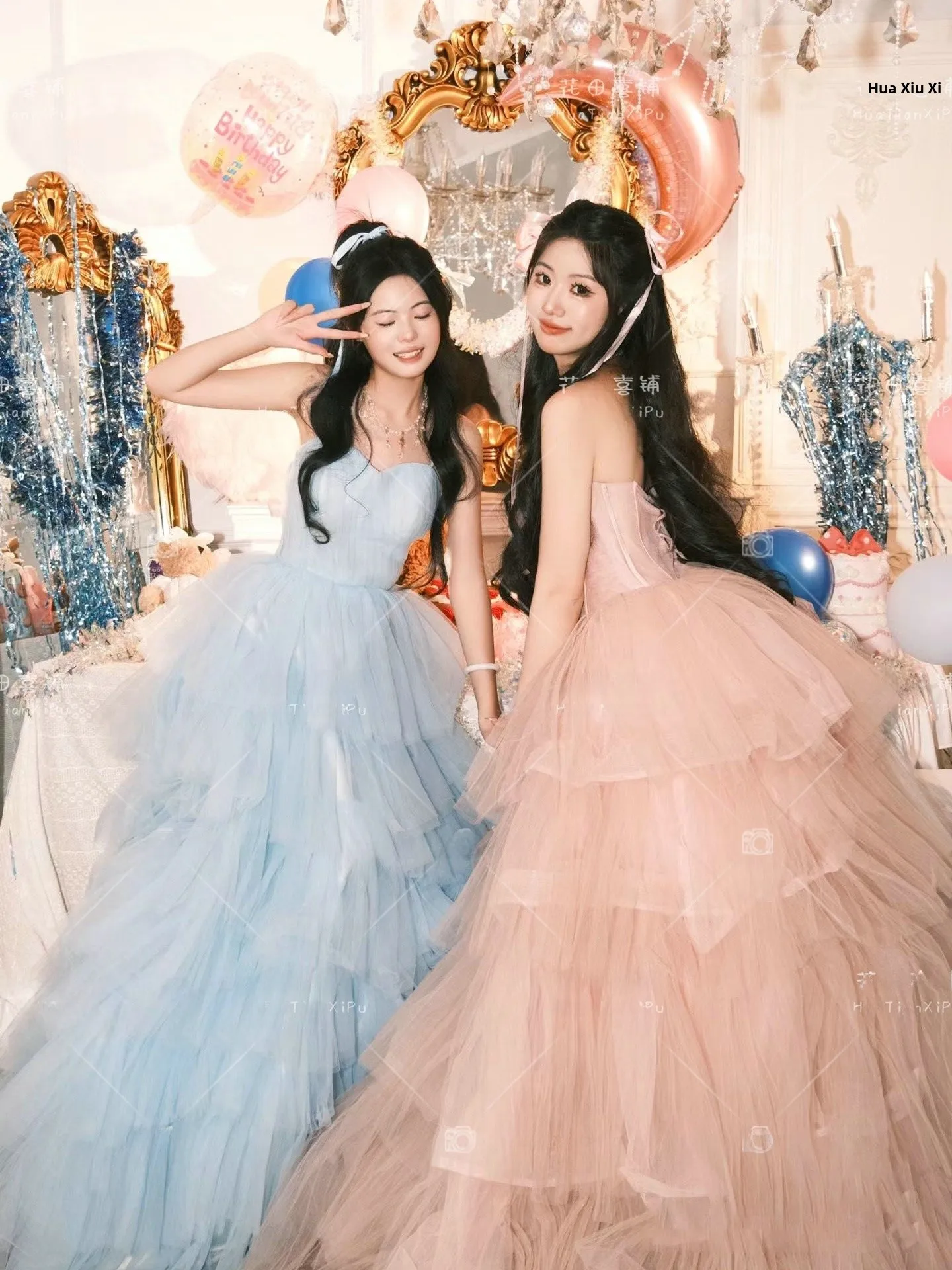 

Artistic Photo Studio Korean Style Tulle Princess Skirt for Best Friends Birthday Photoshoot Atmosphere Sensation