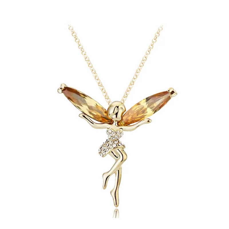 Valentine's Day Gift for Girlfriend Zircon Flying Elf Pendant Gold Plated Necklace Jewellry Accessories