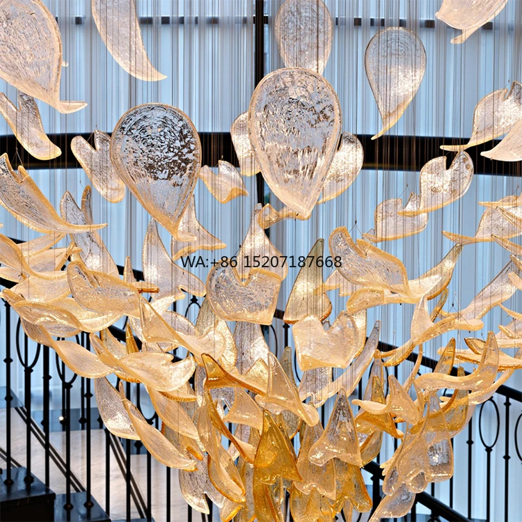 

Большое роскошное украшение, коммерческий центр, вестибюль отеля, лестница, стеклянная светодиодная европейская лампа на заказ