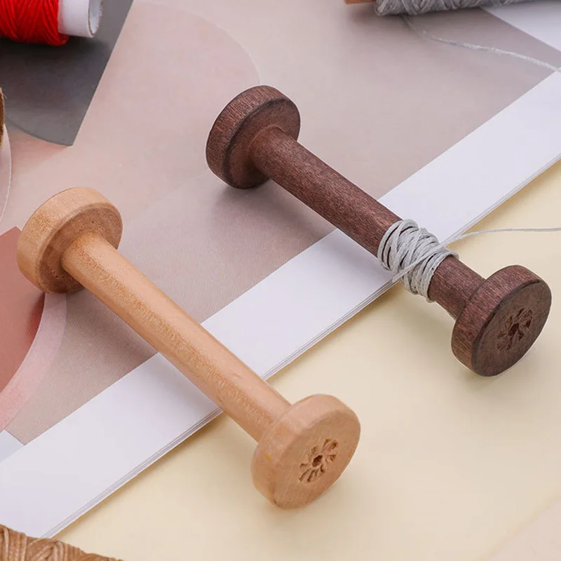 300Pcs/Lot Vintage Wooden Spools DIY Reels Organizer for Sewing Ribbons Twine Wood Crafts Tools Thread Wire Spool Needlework