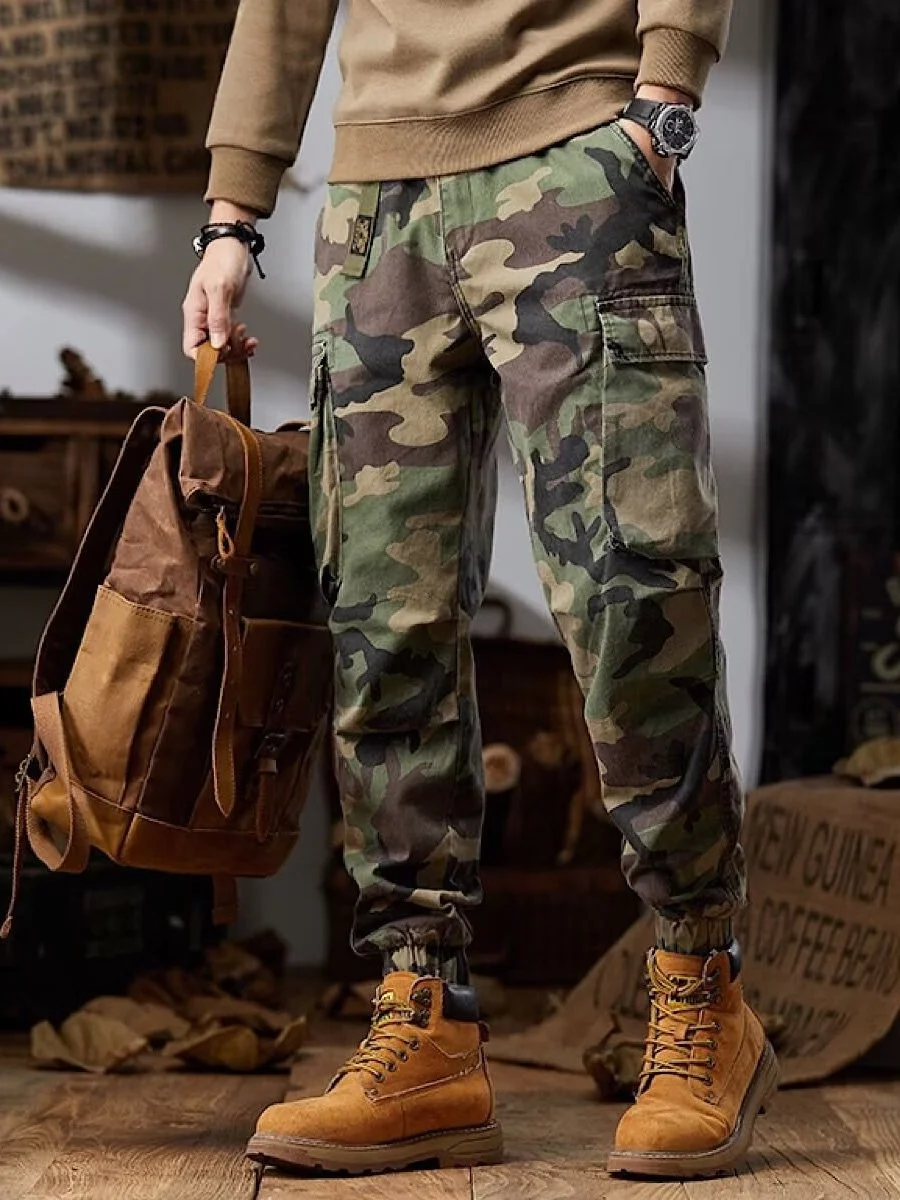 

American Style Casual Cargo Pants Men's Loose Fit Camouflage Trousers Autumn Season Fashionable Multi-Pocket Workwear