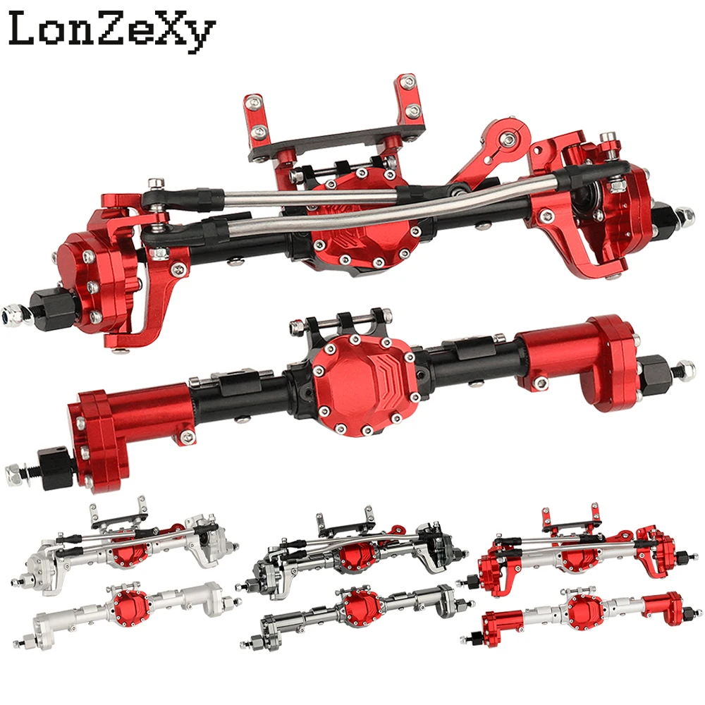 Kompletna przednia tylna oś portalowa ze stopu aluminium do osiowych SCX10 II AX90060 90046 90047 1/10 gąsienica RC części do samochodów ciężarowych