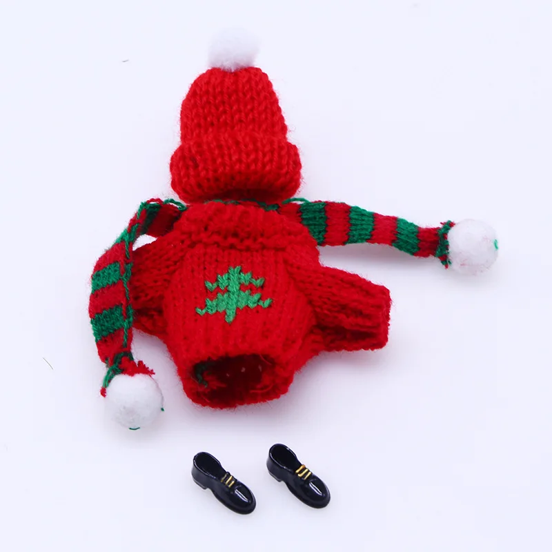 1 set/pack mini doll plush doll knitted clothes sweater scarf shoes small cloth Valentine\'s Day Christmas clothing decoration