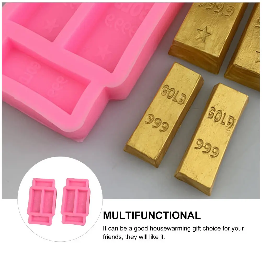 

2Pcs Candy Mould Gold Brick Design Reusable Flexible Silicone for Cake Decorating Chocolate Crafting Heat Resistant Freezer Safe