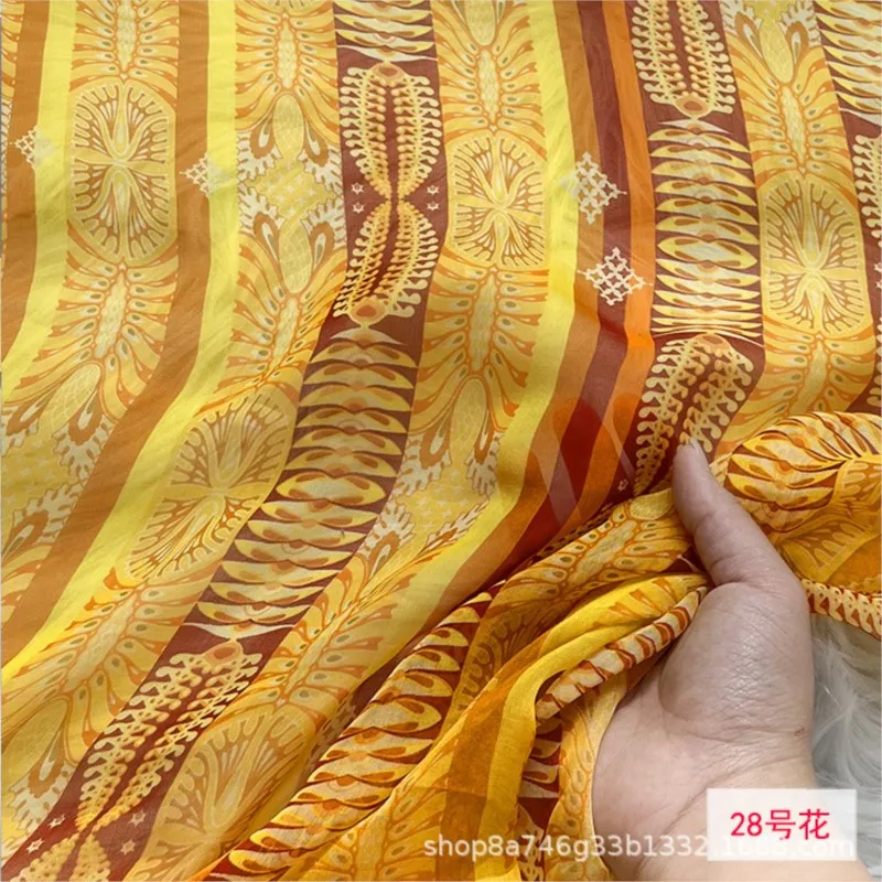 140cm-width printed silk chiffon fabric light and thin Summer dress sun-protective clothing scarf