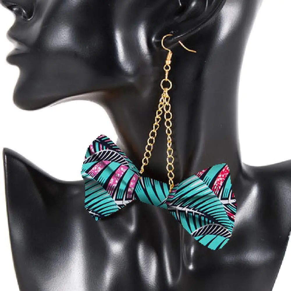 Afripride African Fashion Style Bow Earring for Women Handmade Ankara Dresses Drop Earring Print Wax Fabric Accessories WYB595