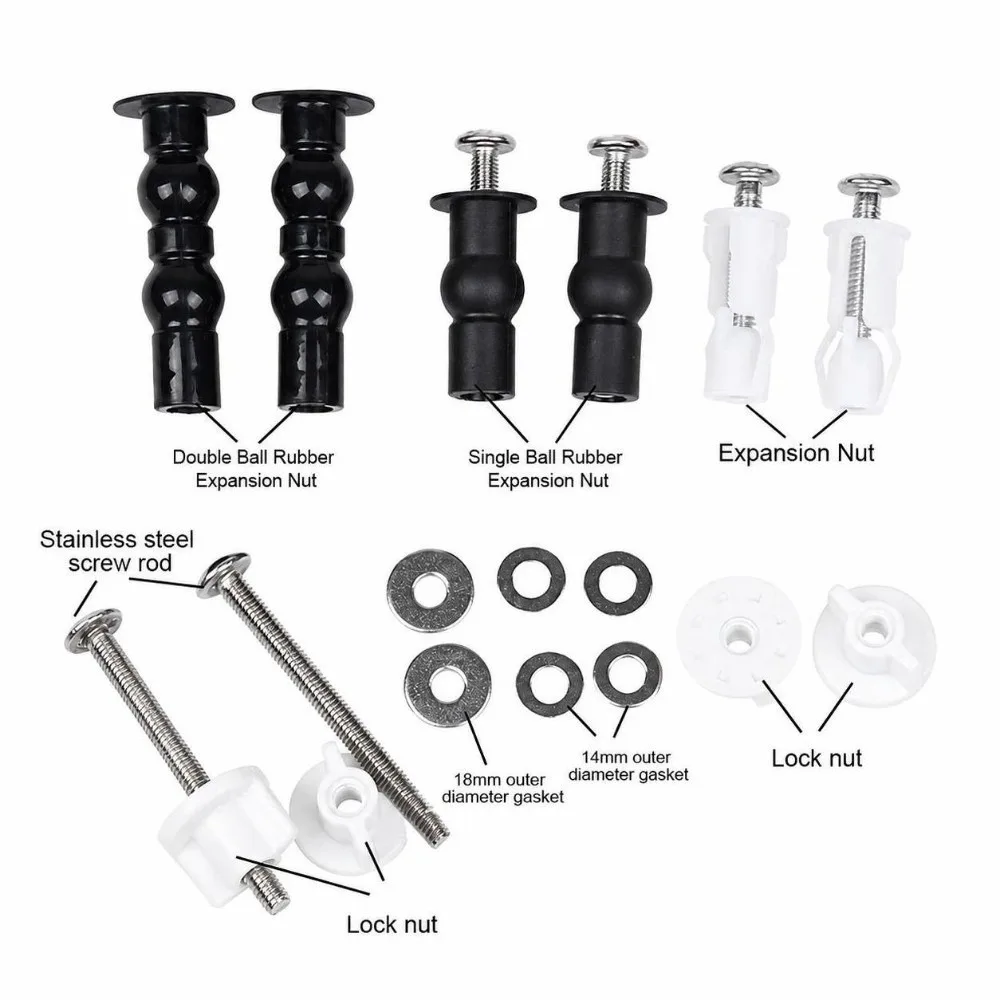 304 Stainless Steel Toilet Seat Screws Universal Fit Corrosion Resistant Toilet Cover Bolts Complete Kit