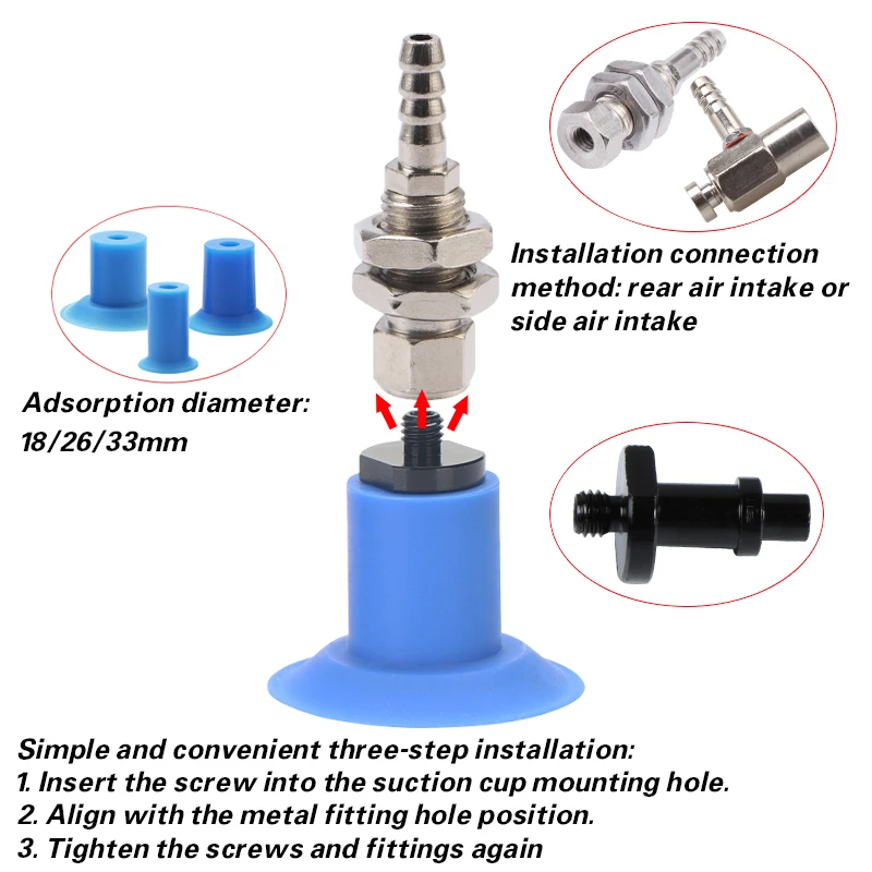 Open bag vacuum suction cup metal fittings WEA01/WEN01/02/03-d18/d26/d33 suction nozzle