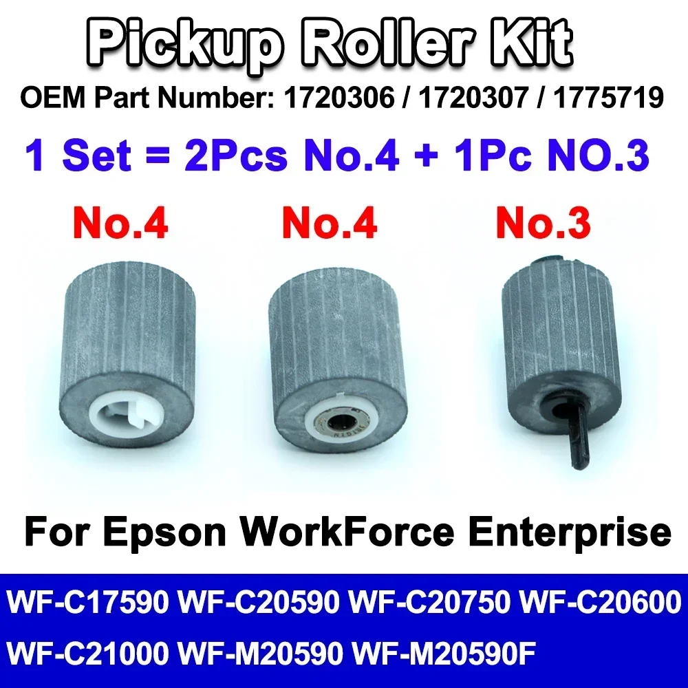 

ASF Pickup Roller Tire 1720306 1720307 1775719 For Epson Printer WorkForce WF C17590 C20590 C20750 C20600 C21000 M20590 M20590F