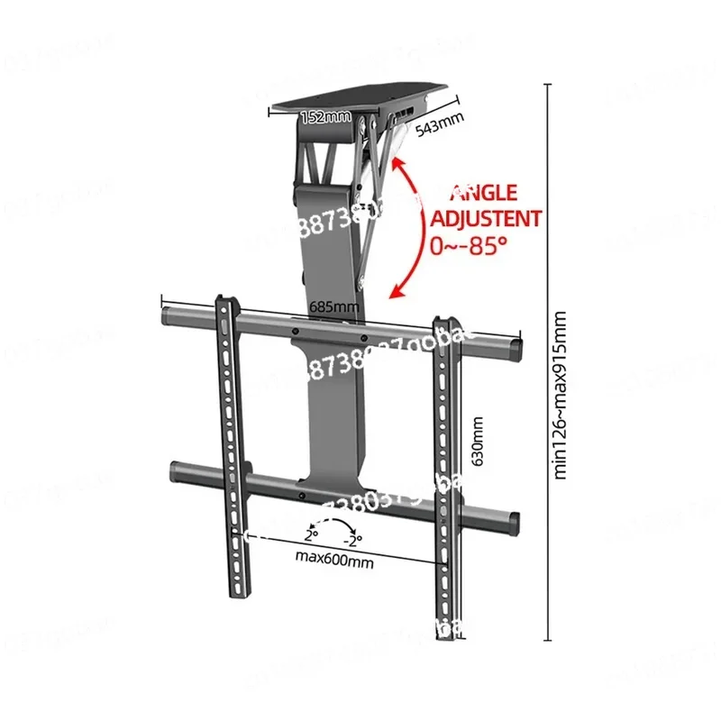 Remote Control Tv Adjustment Electronic 50-75 Inch Tv Bracket Foldable Flip Down Ceiling TV Mount