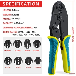 WOZOBUY Crimping Pliers Clamp Tools Cap/Coaxial Cable Terminals Kit 9Inch VX-40J Multi Functional  Carbon Steel Hand Tool