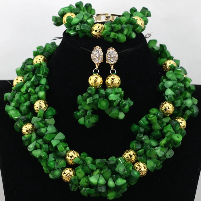 New Design Navy Blue Coral Beaded Necklace Set Fashion Costume Nigerian Wedding Bridal Jewelry Sets  ABK670