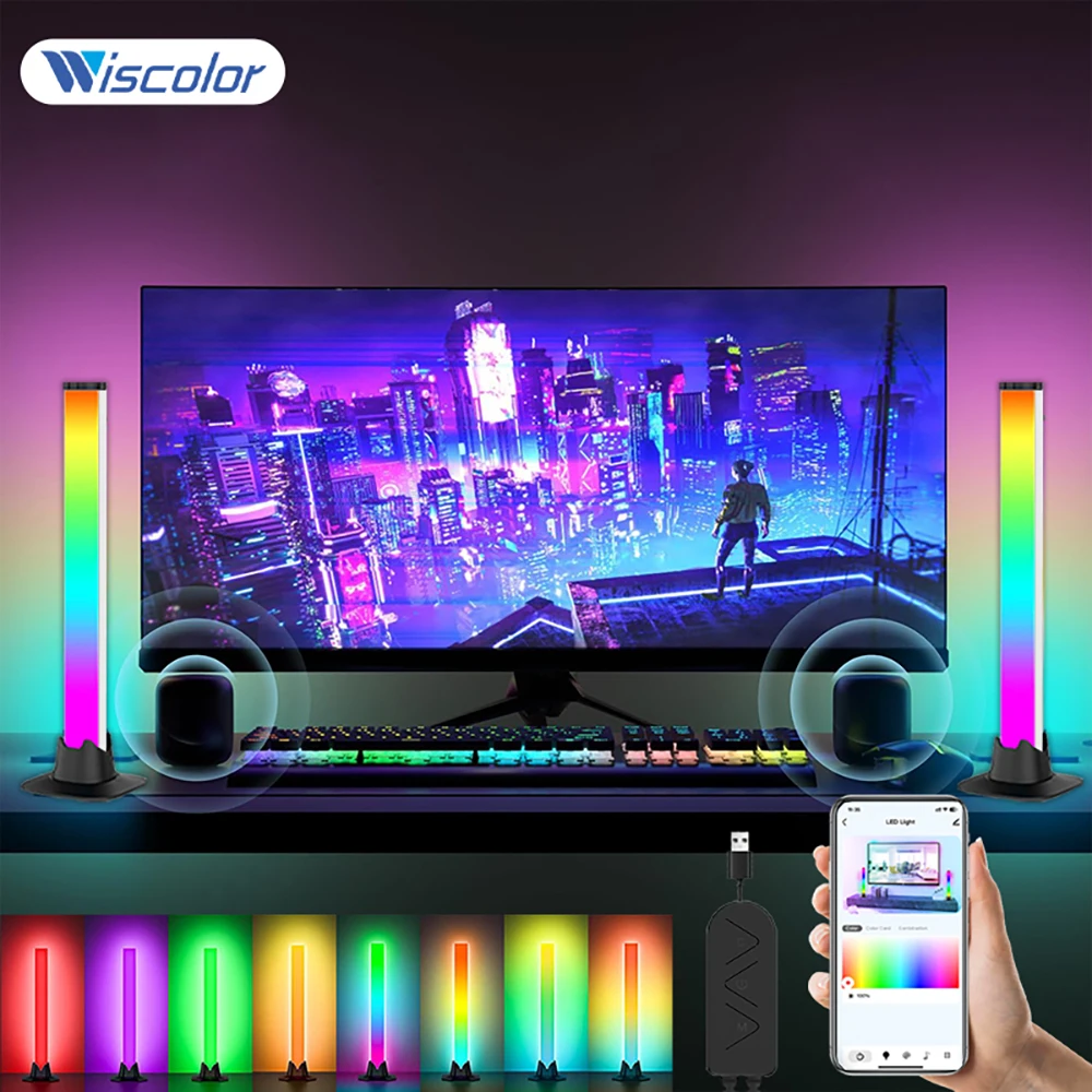 LED Atmosphere lights Wiscolor WIFI RGB Bluetooth Connection Lntelligent Software Control Desktop Game Light Decorative Light