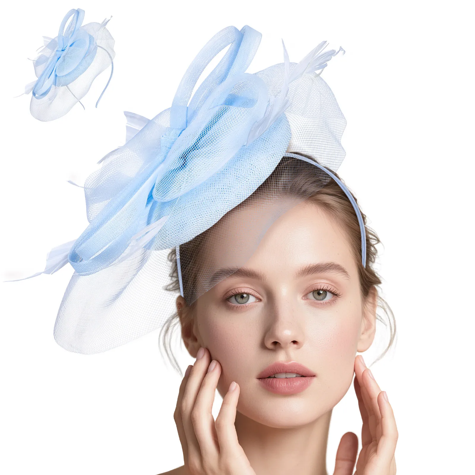 

Bridal Fascinator Hat Women Wedding Tea Party Headdress Lightweight Easy Wear Mesh Headband Unique Fashion Hair Accessory