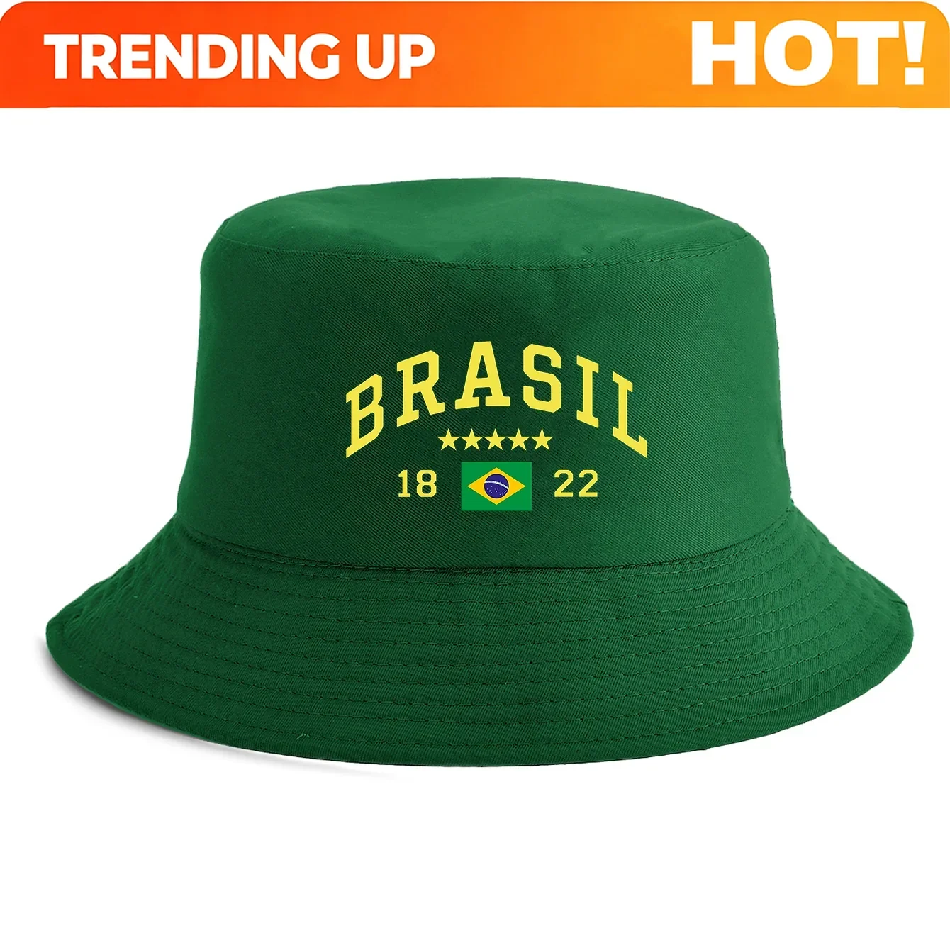 Customization Unisex Brasil Flag Print Bucket Hat Reversible Retro Fisherman Cap Available In Multiple Retro Colors Outdoor Sun