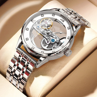 GUANQIN Fashion Waterproof Watch Men Silver Luxury Automatic Watch Tourbillon Double Transparent Mechanical Watch Men 2024 New