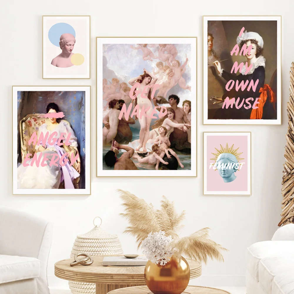 Greek Retro Renaissance Abstract Quirky Feminist Art Canvas Painting Sexy Woman Poster Print Wall Picture Home Bed Room Decor