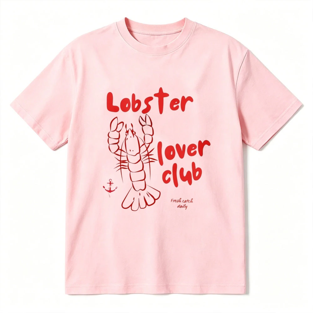 Lobster Lover Club Tee Fisherman Aesthetic Tshirt Summer La Dolce Vita Tshirt Lobster Shirt Unisex Cotton Short-sleeve Tee Tops
