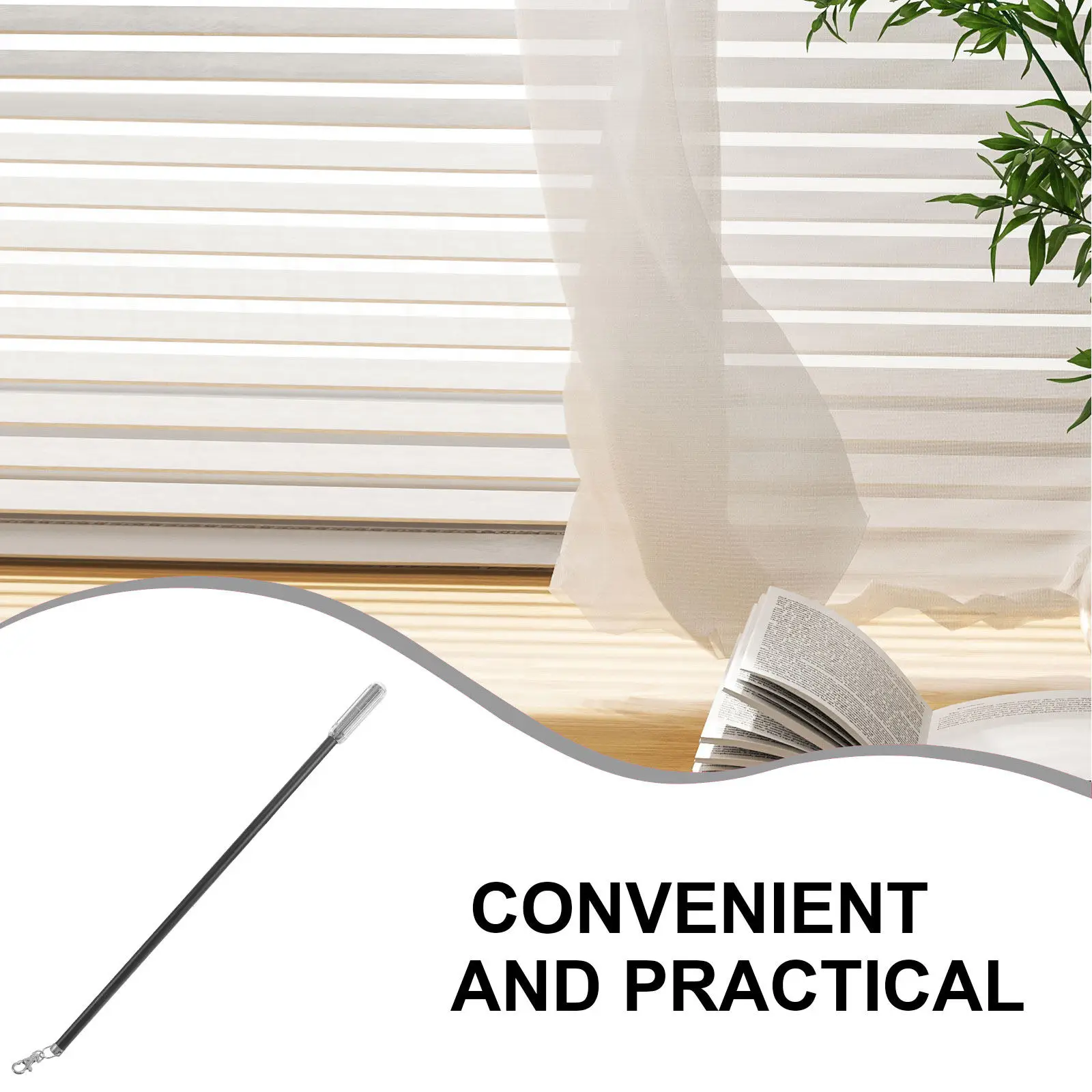Curtain Pull Rod Wand Aluminum Plastic Drapery Wand Curtain Puller Smooth Surface Rust Resistant Ergonomic Grip 21 Inch Long