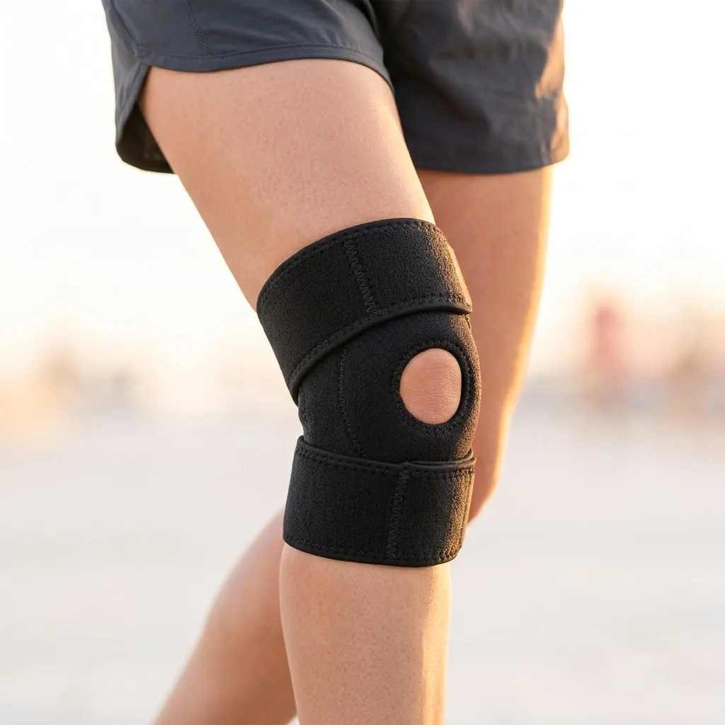 A professional knee brace with a patella pad and side stabilizing support, high-elastic compression knee sleeve.