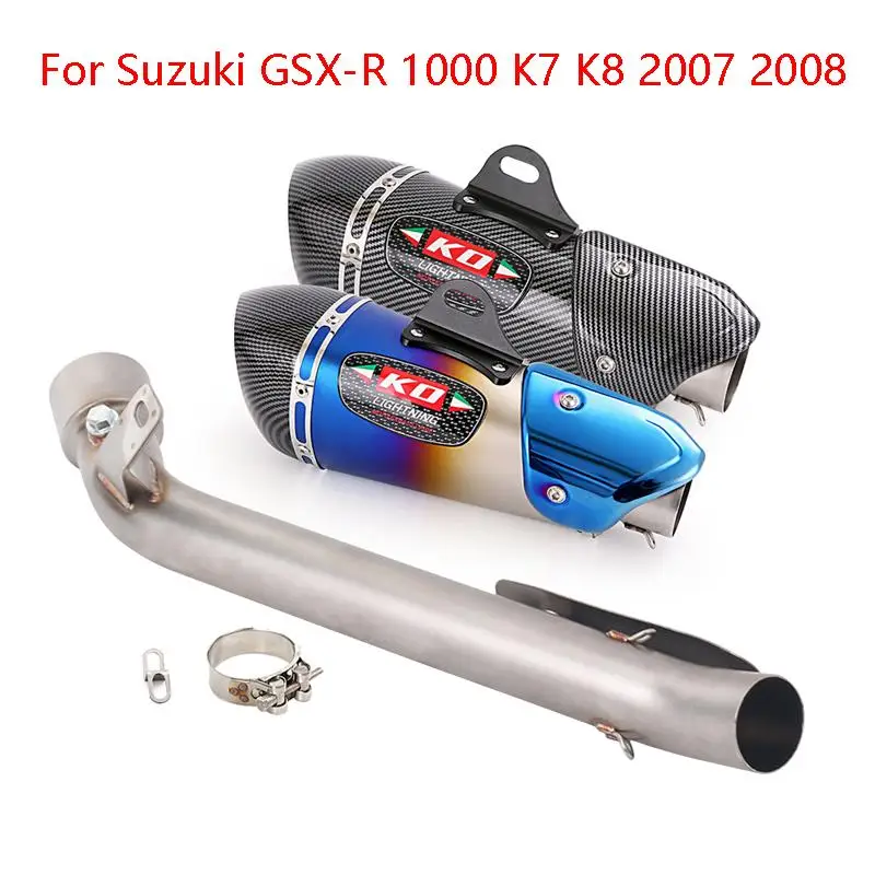 

Motorcycle Mid Exhaust Link Pipe 51mm Muffler Escapes Stainless Steel Tip With DB Killer For Suzuki GSX-R 1000 K7 K8 2007 2008