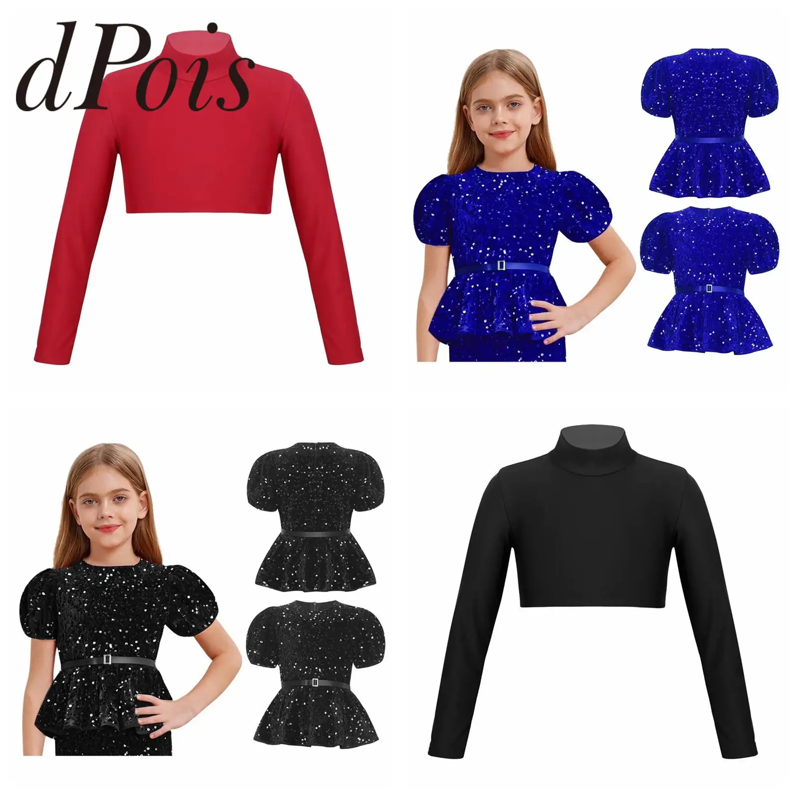 

Children Sports Fitness Gym Tops Tees Kids Girls Yoga Ballet Crop Tops Top Long Sleeves T-Shirts Gymnastics Costume Dancewear