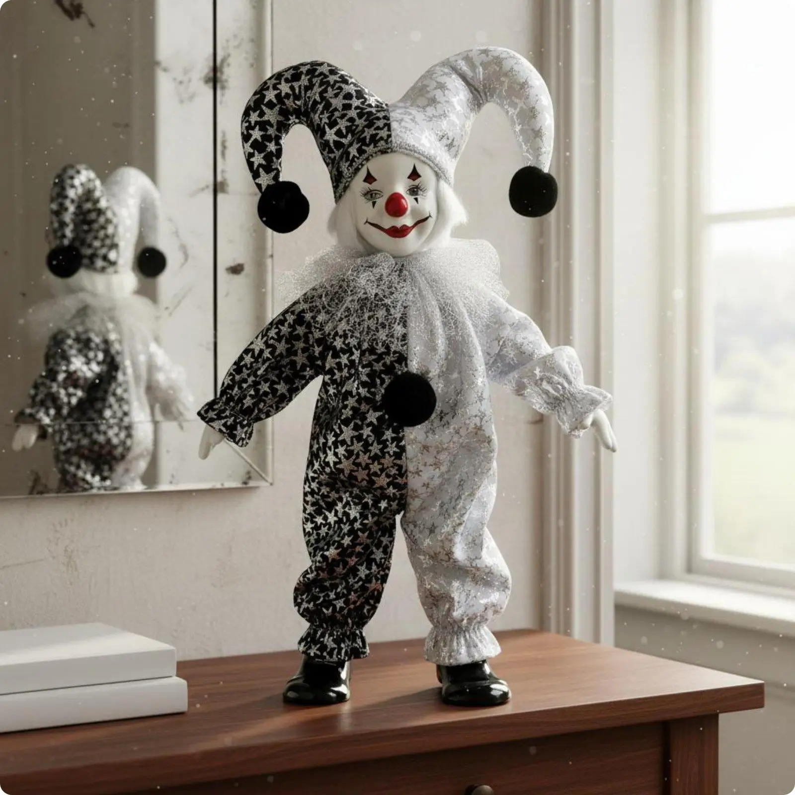 Ceramic Clown Figurine Souvenir Home Decor Collectible for Display Shelf