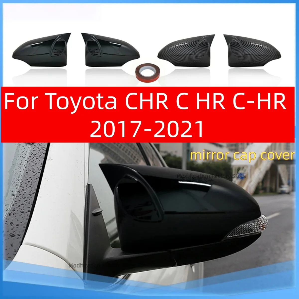 Seite Rückspiegel Abdeckung Kappen Add-on Für Toyota CHR C HR C-HR 2017-2021 Auto Zubehör Hinten Seite ansicht Rückspiegel Abdeckung