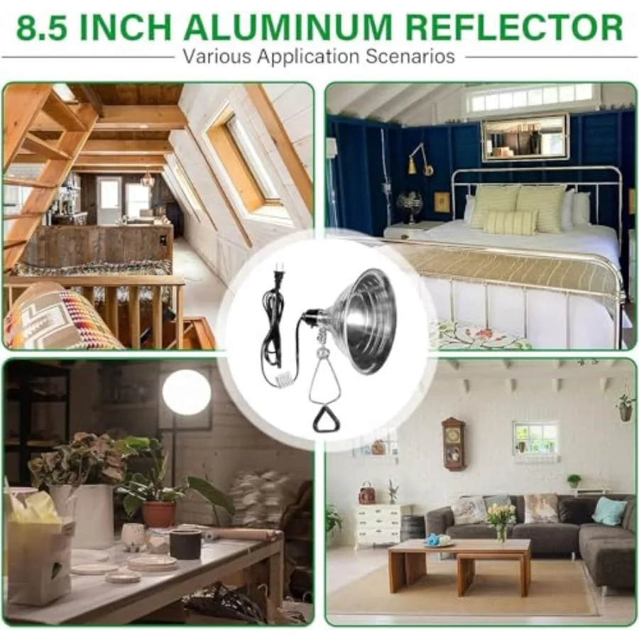 Clamp Lamp Light Socket with Aluminum Reflector, Suit for Max Watt Lamp No Bulb cluded with 18/2-Gauge 6 Feet Cord - view 6