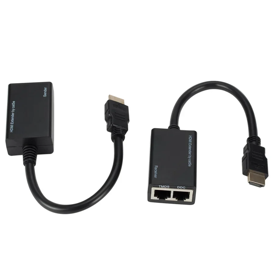 HDMI 호환 이더넷 확장기 리피터, RJ45 CAT5e CAT6 UTP LAN, HD 1080P 해상도 지원, 최소 100 피트 (30M)