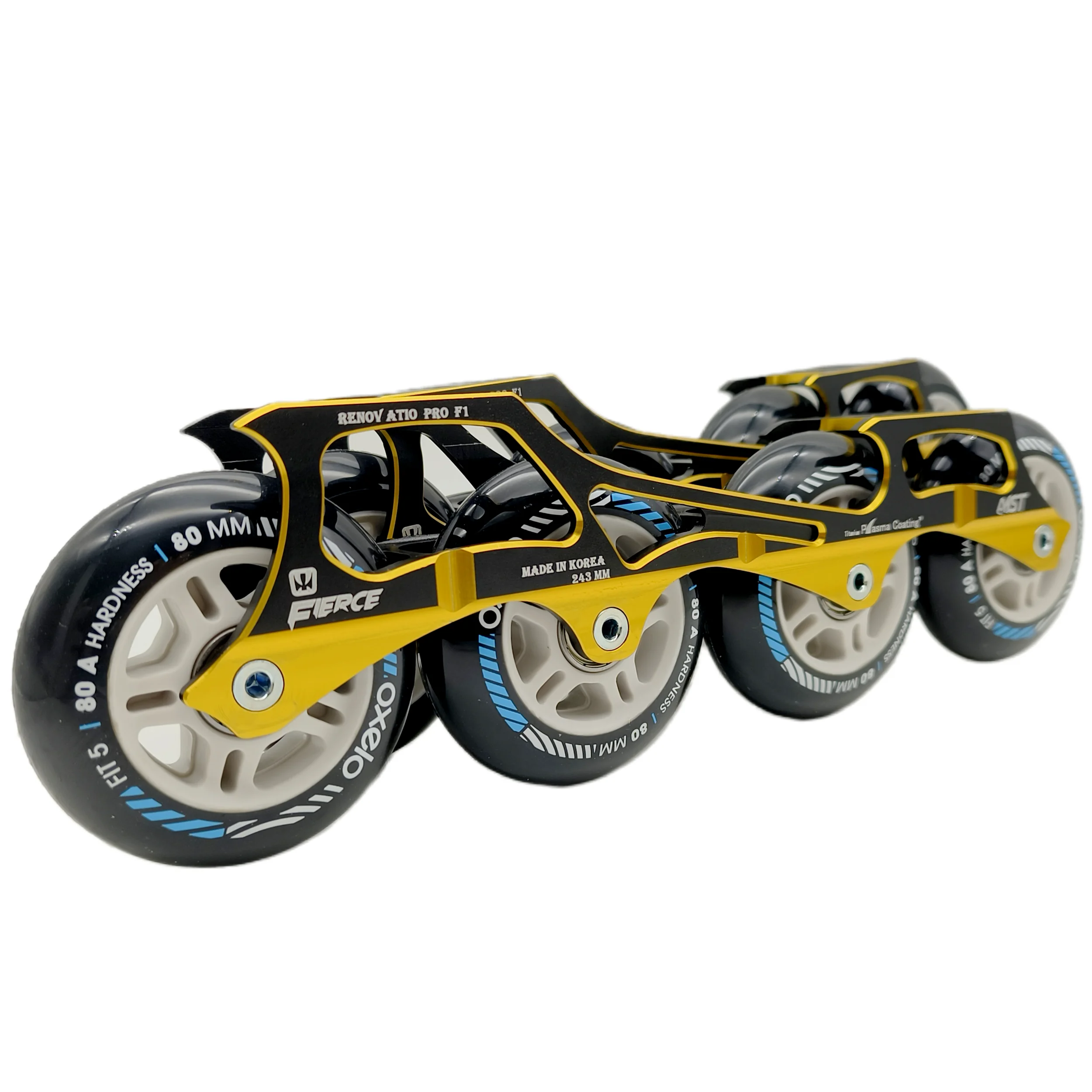 Rockered frame 243 mm 4x80 mm inline skate pu wiel 80 mm 80a