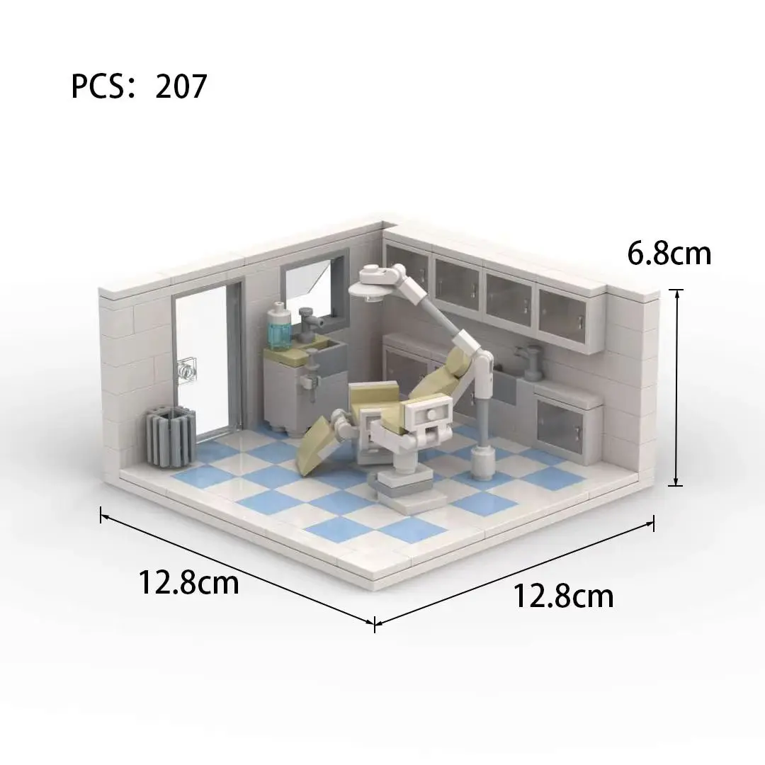 MOC Kreative Bausteine Zahnklinik Kleine Szene Architektur Modell Puzzle kinder Spielzeug