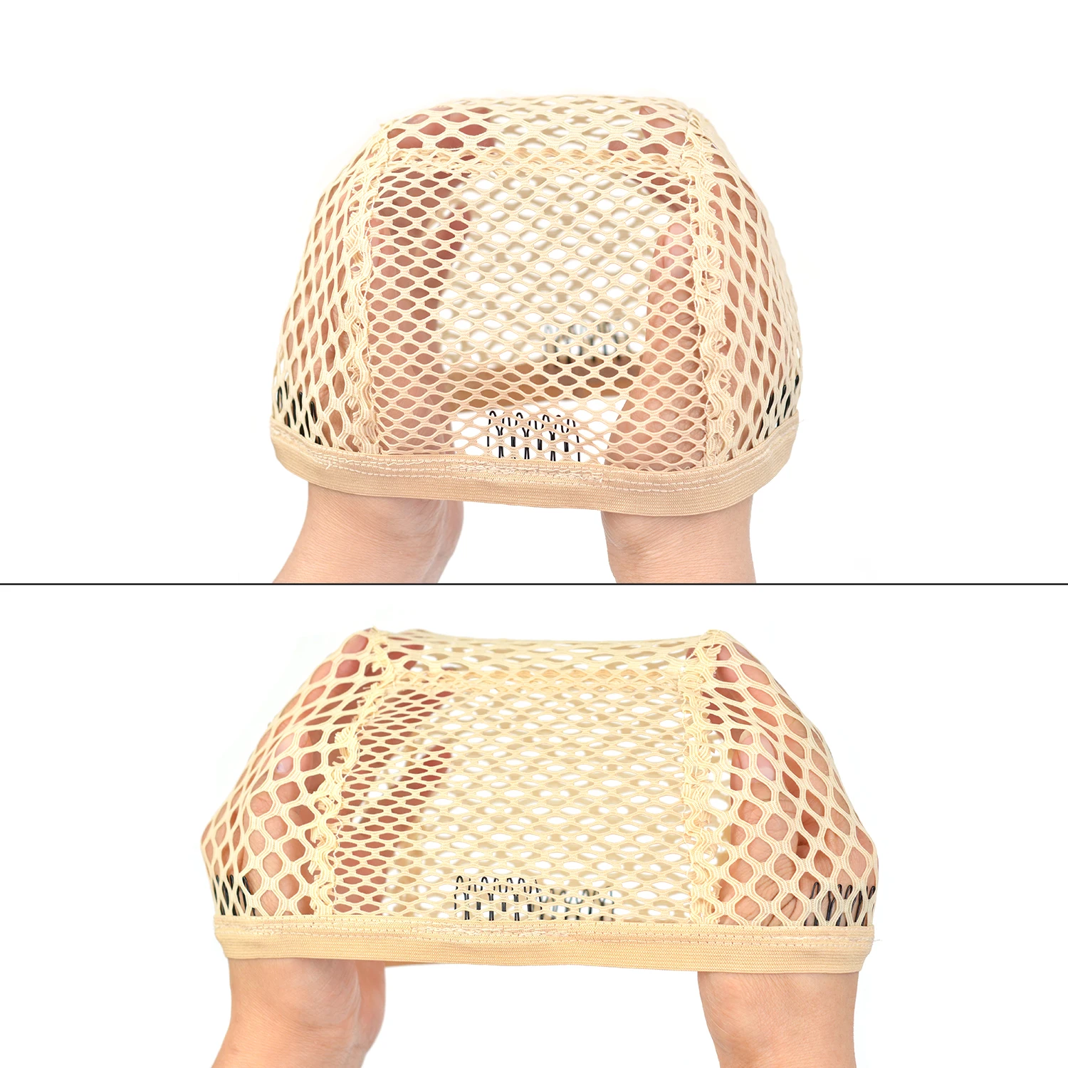 1 pc beige Mesh Perücken kappen für die Herstellung von Perücken Haarnetz Weben Perücke Kappe Häkeln Perücke Kappen mit Kämmen