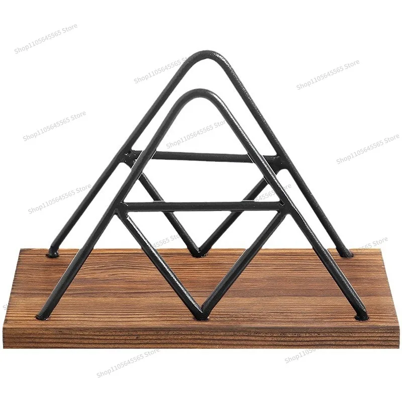 For Simple Wooden Vertical Triangular Tissue Holder, New Chinese Style Stainless Steel Tissue Holder