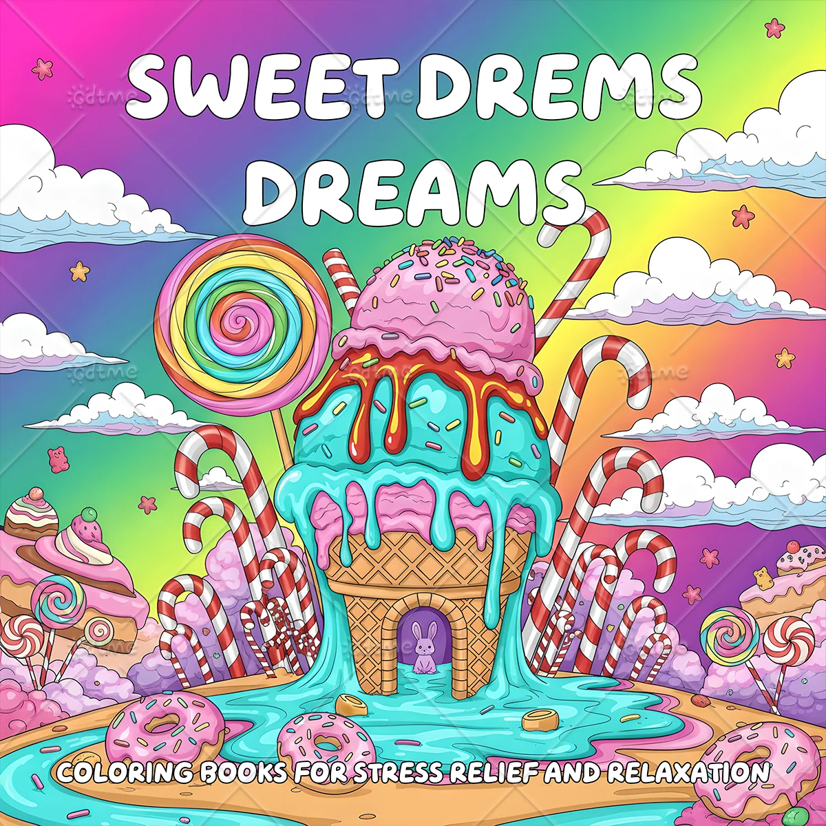 SWEET DREMS DREAMS Bold-easy Patterns Coloring Book for Adults Cute Drawing Book Perfect Gift for Party and Birthday ﻿